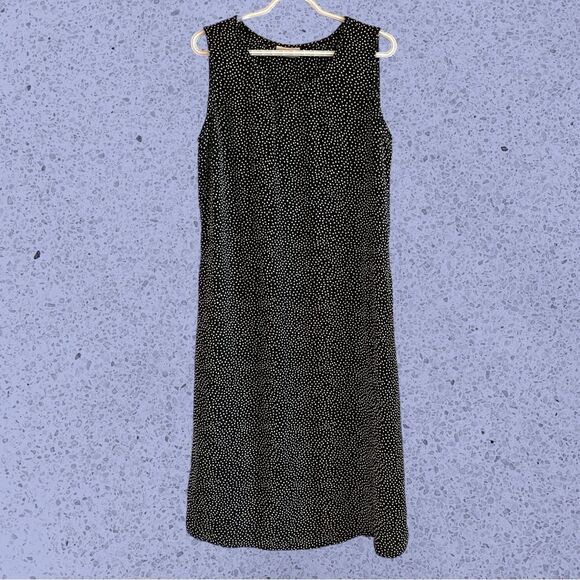 Vintage 90s midi black polkadot dress - Picture 2 of 8